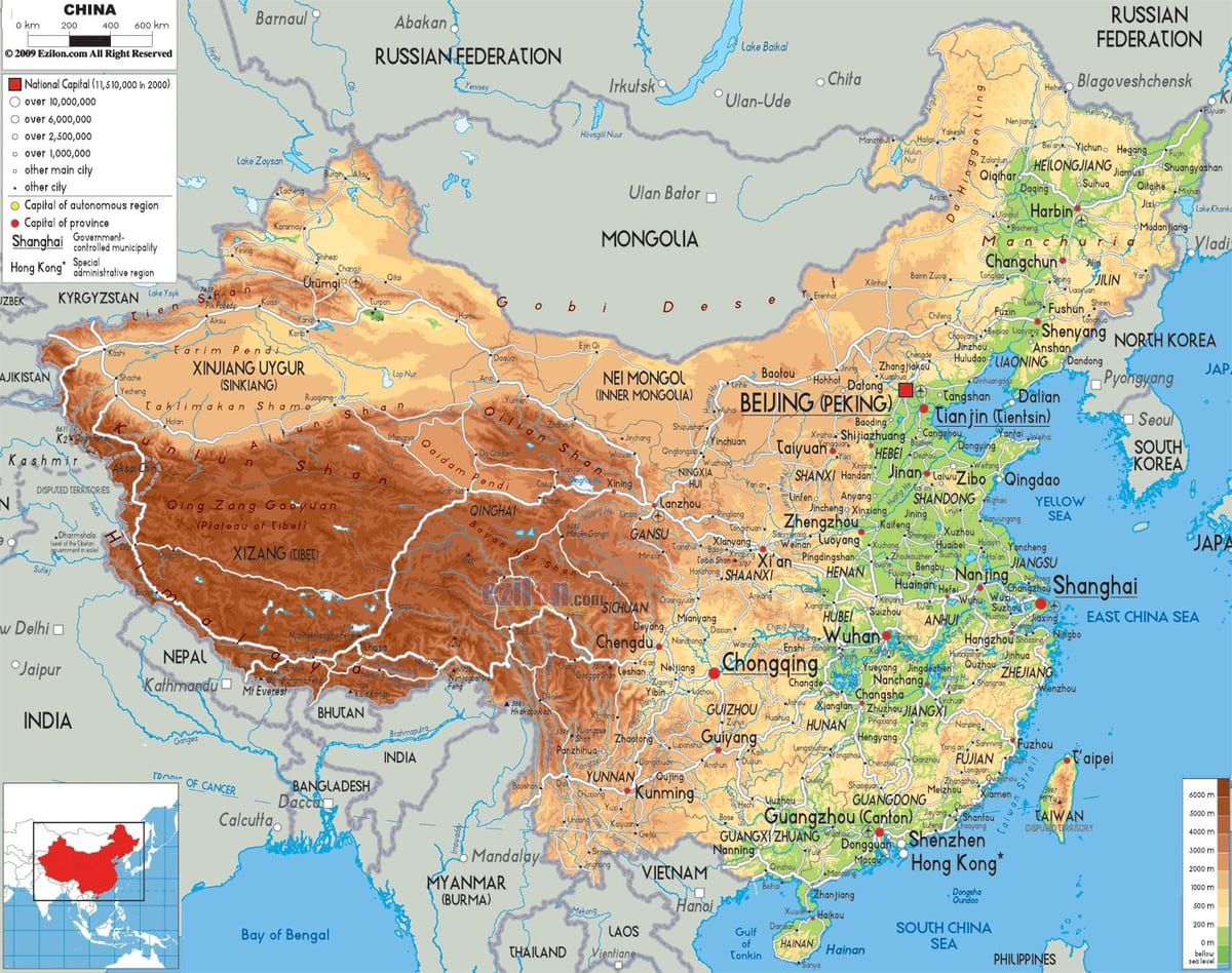 kort í Kína