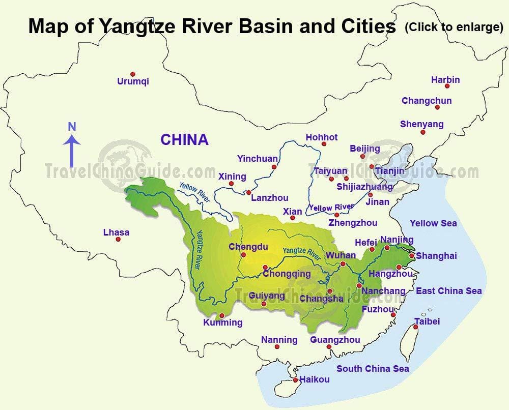 Kína kort yangtze river