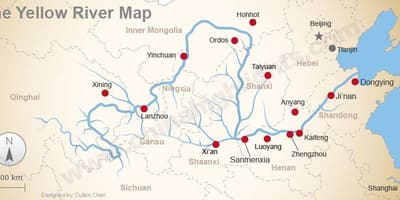 Kína kort gulur river